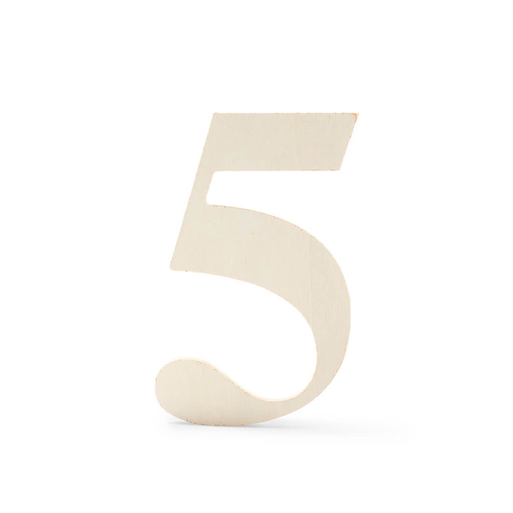 Wooden Number Serif 5