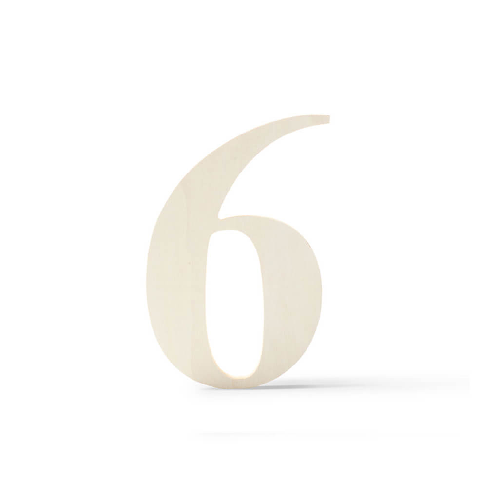 Wooden Number Serif 6