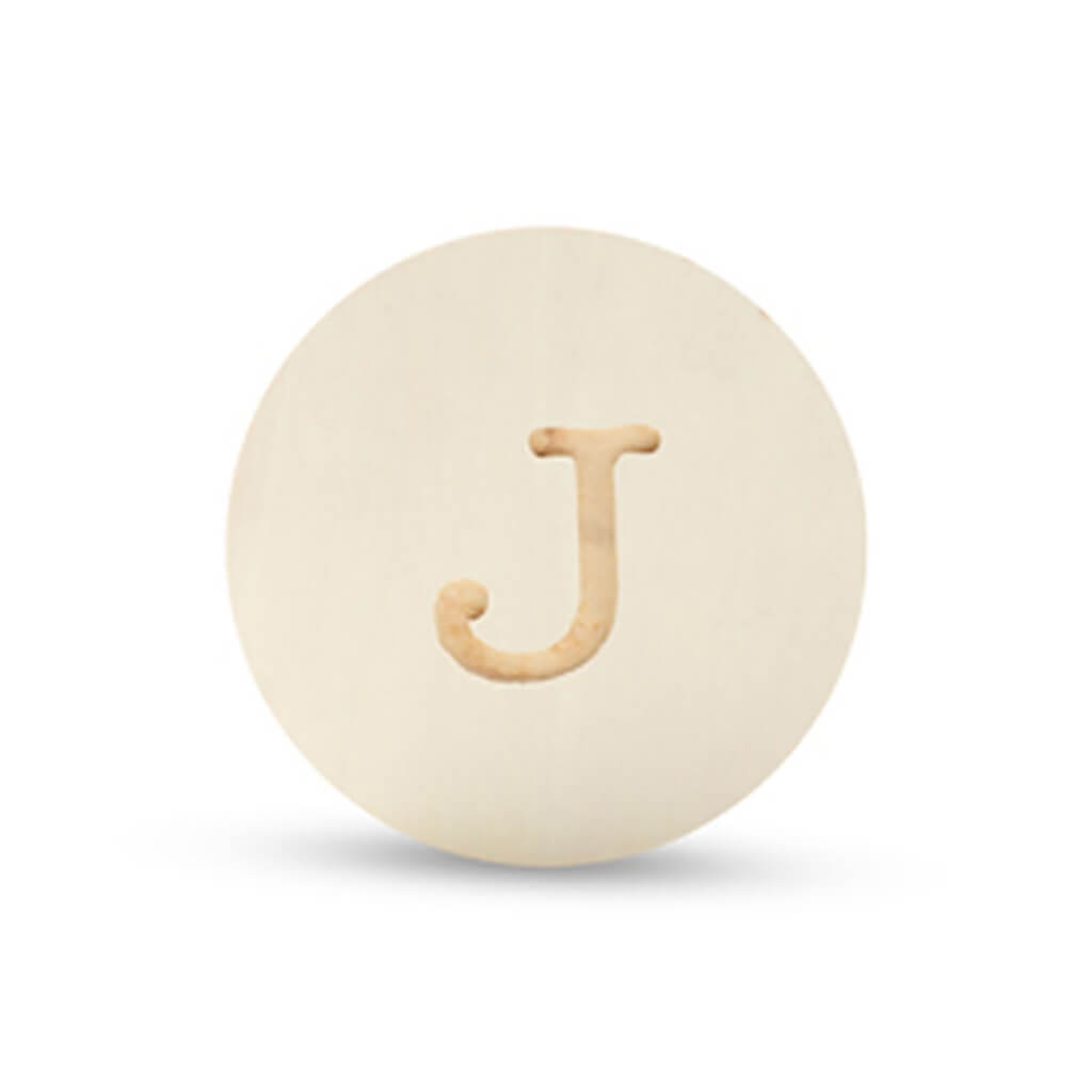 Wood Uppercase Circle Typewriter J