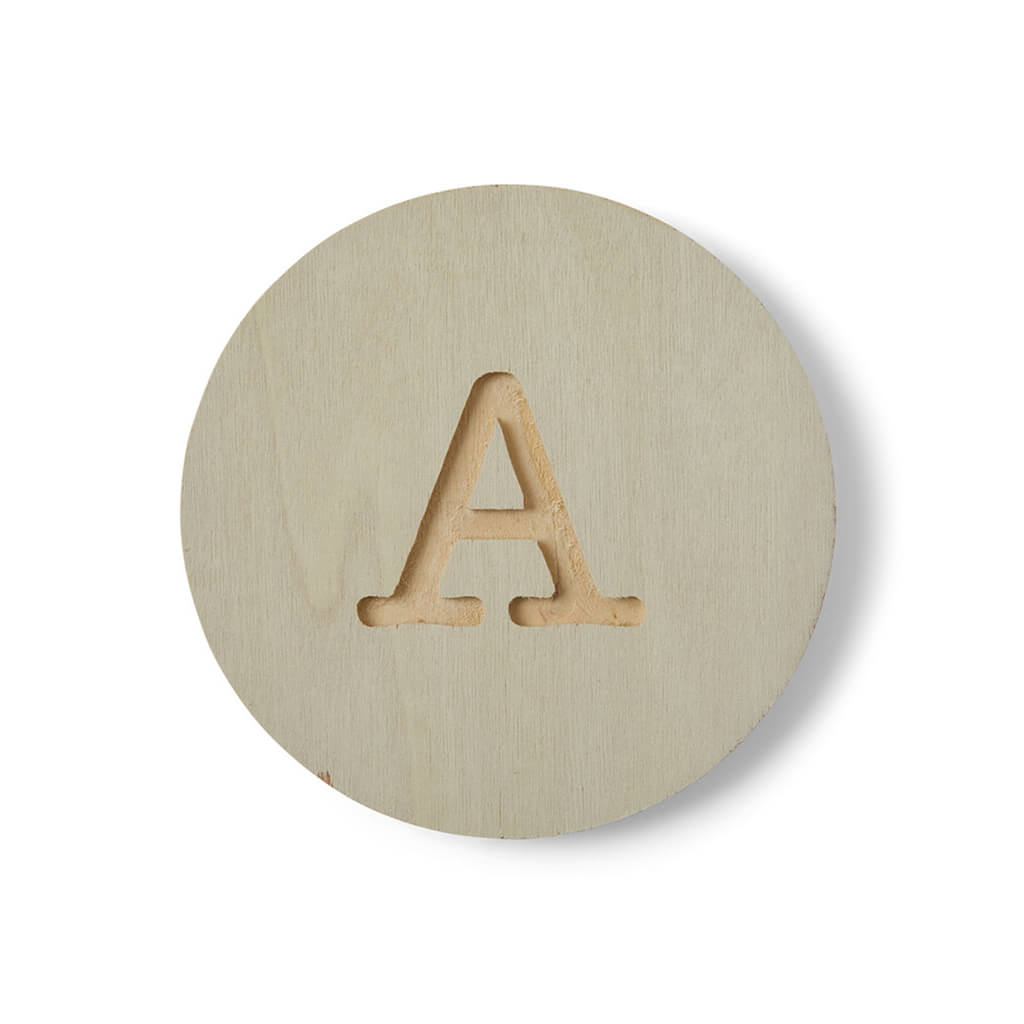 Wood Uppercase Circle Typewriter A