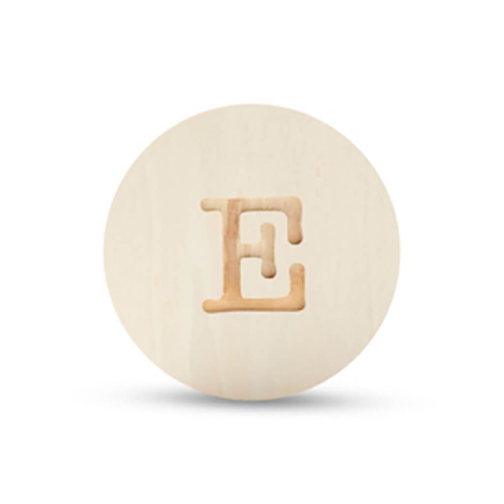 Wood Uppercase Circle Typewriter E