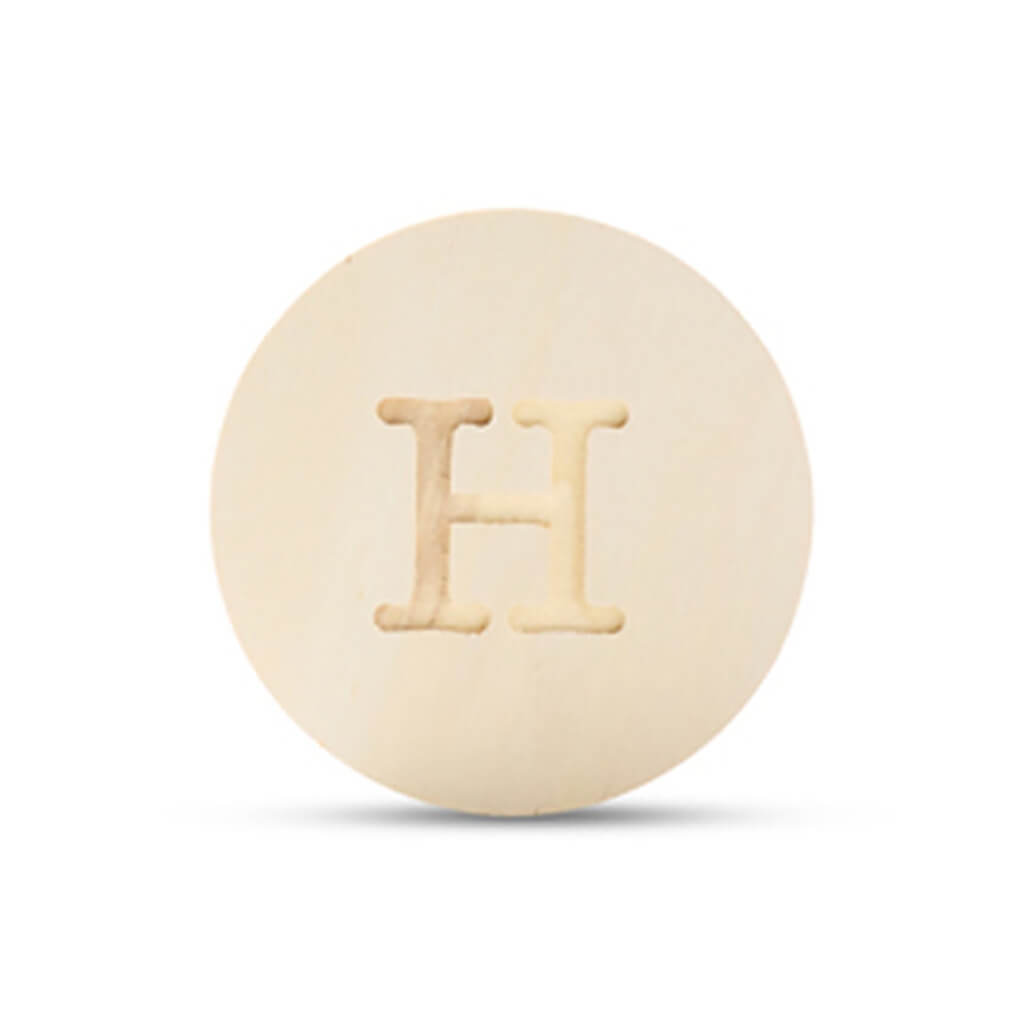 Wood Uppercase Circle Typewriter H