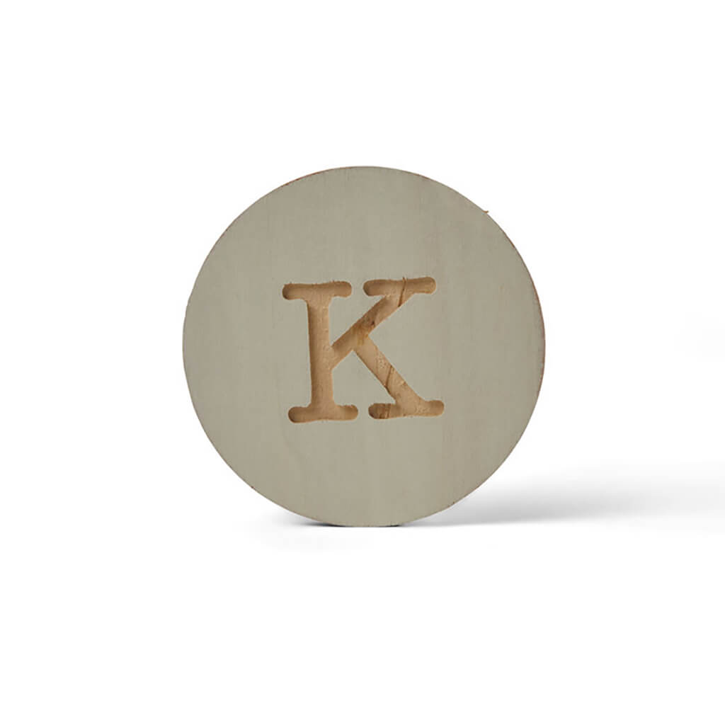 Wood Uppercase Circle Typewriter K