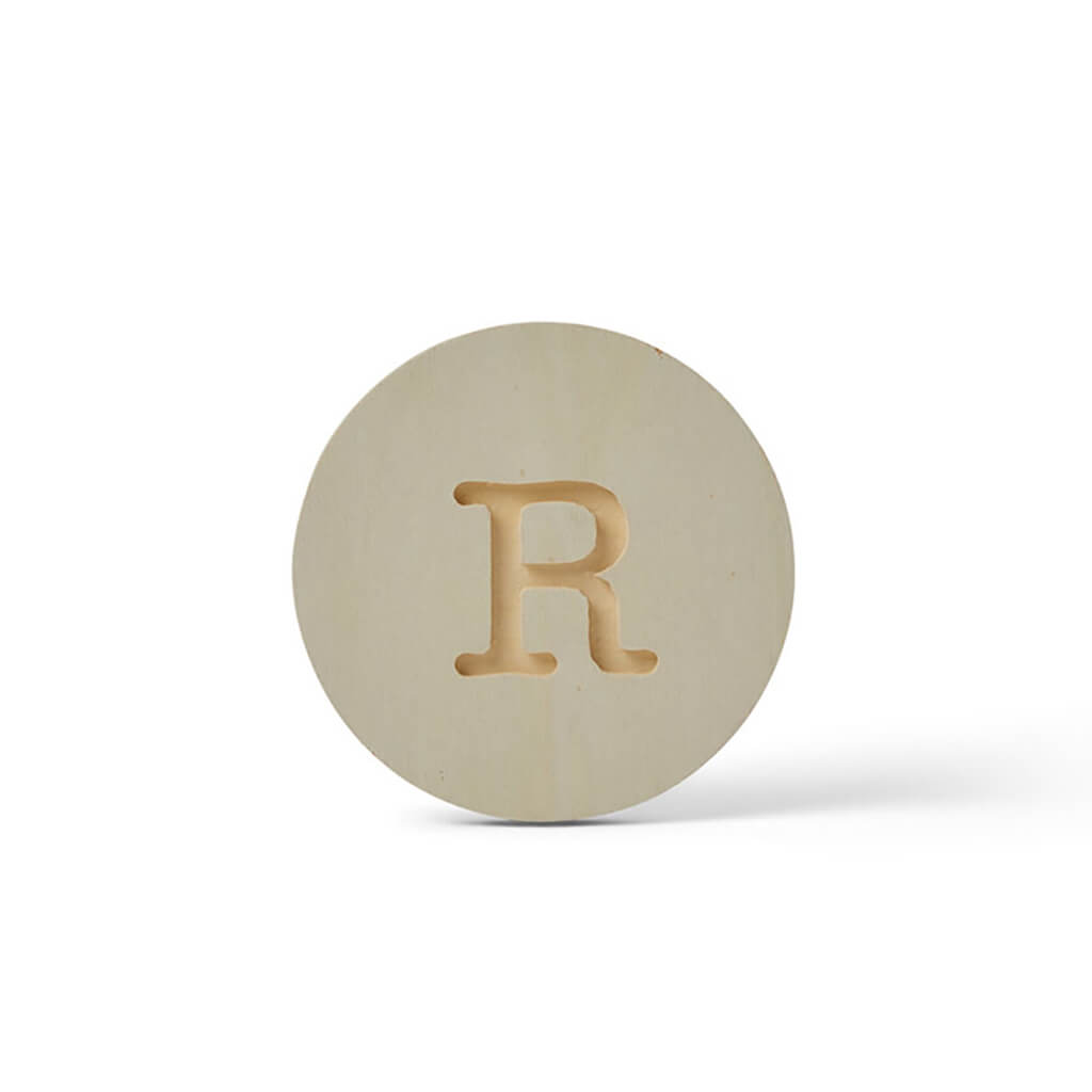 Wood Uppercase Circle Typewriter R