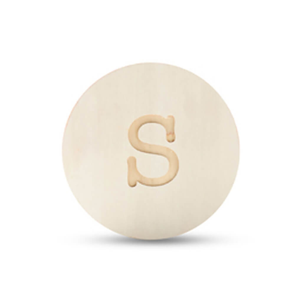 Wood Uppercase Circle Typewriter S