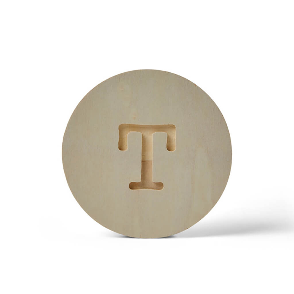 Wood Uppercase Circle Typewriter T