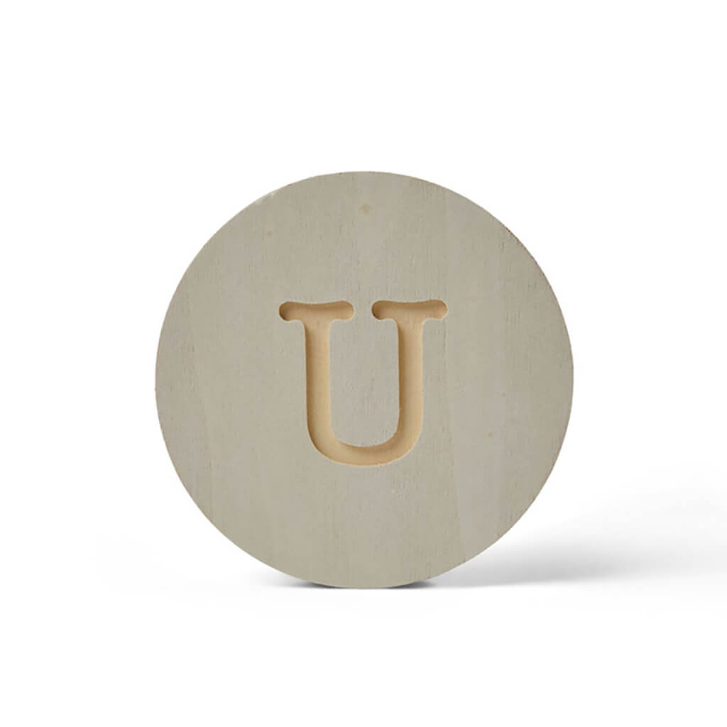 Wood Uppercase Circle Typewriter U