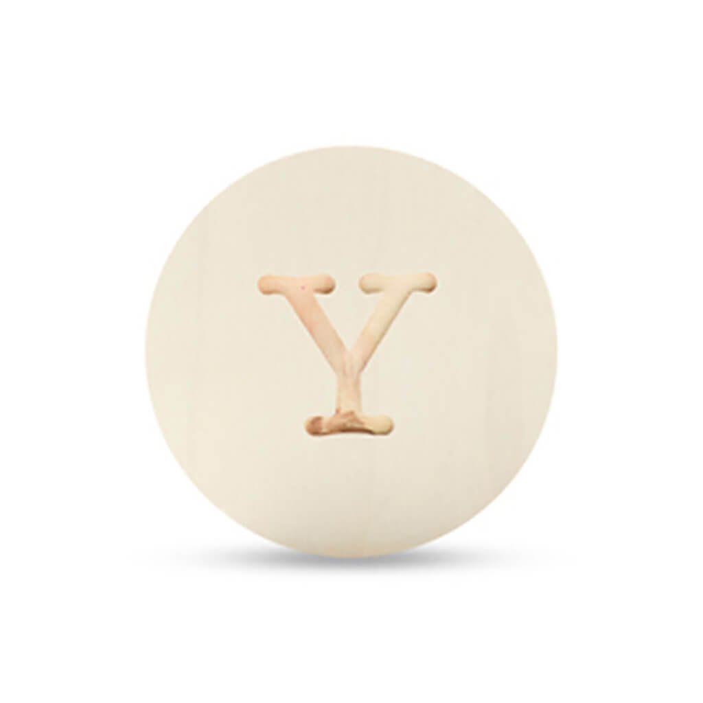 Wood Uppercase Circle Typewriter Y