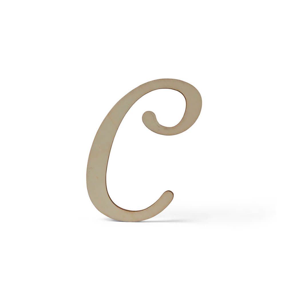 Flat Wood Fancy Script Uppercase C