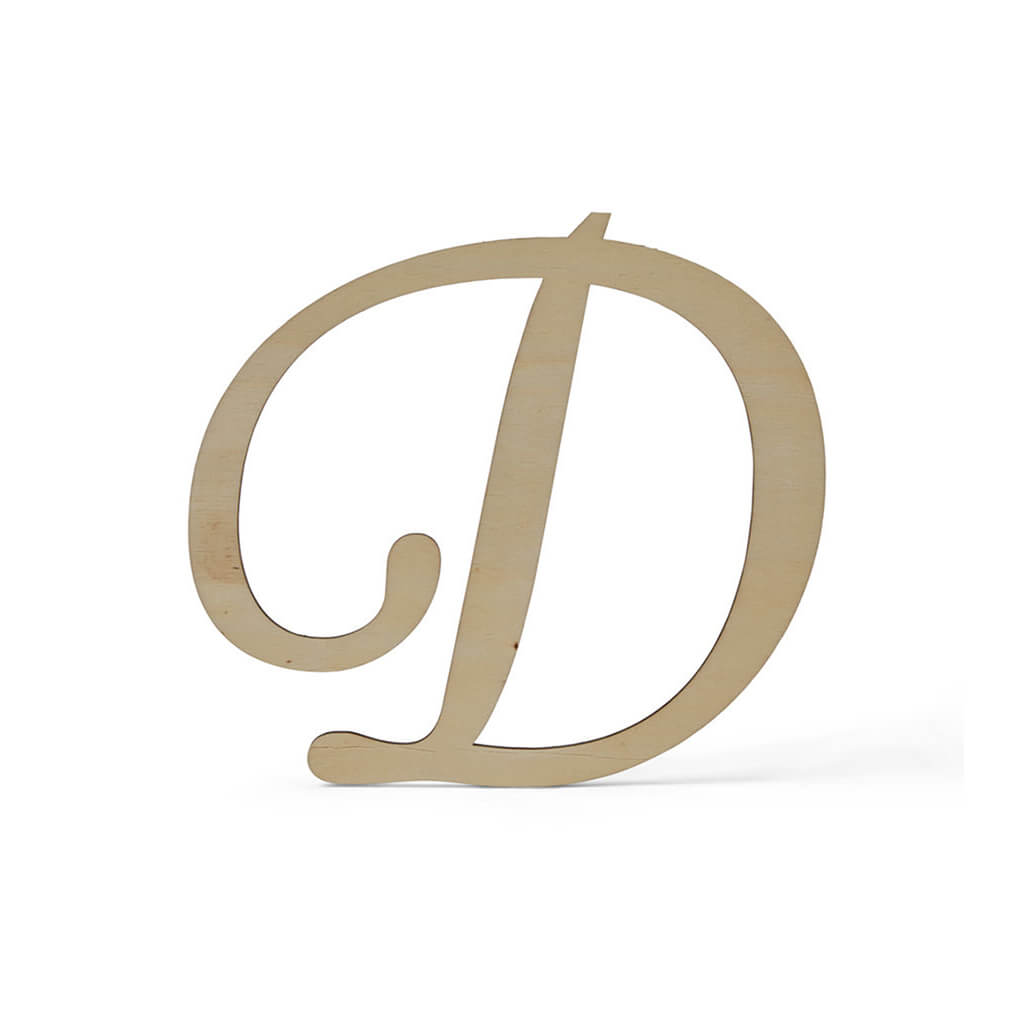 Flat Wood Fancy Script Uppercase D