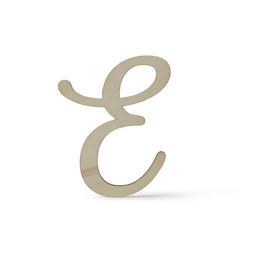 Flat Wood Fancy Script Uppercase E