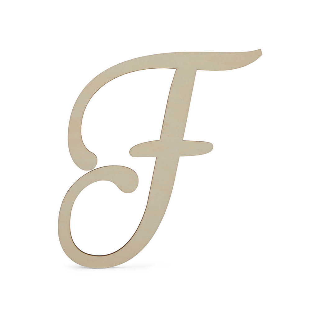 Flat Wood Fancy Script Uppercase F