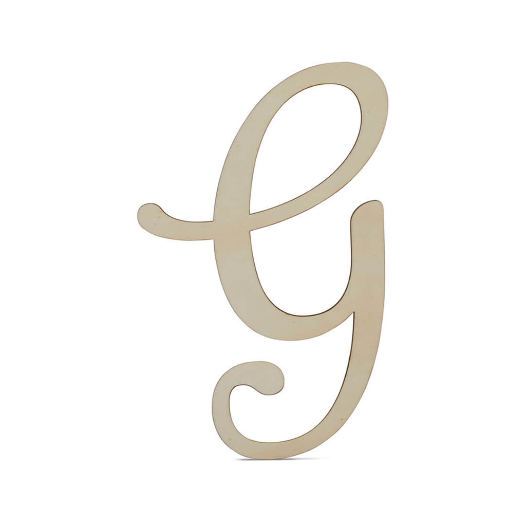 Flat Wood Fancy Script Uppercase G