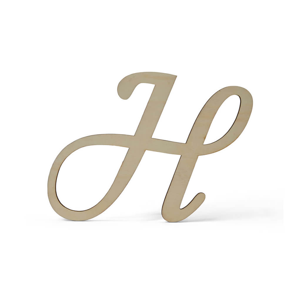 Flat Wood Fancy Script Uppercase H