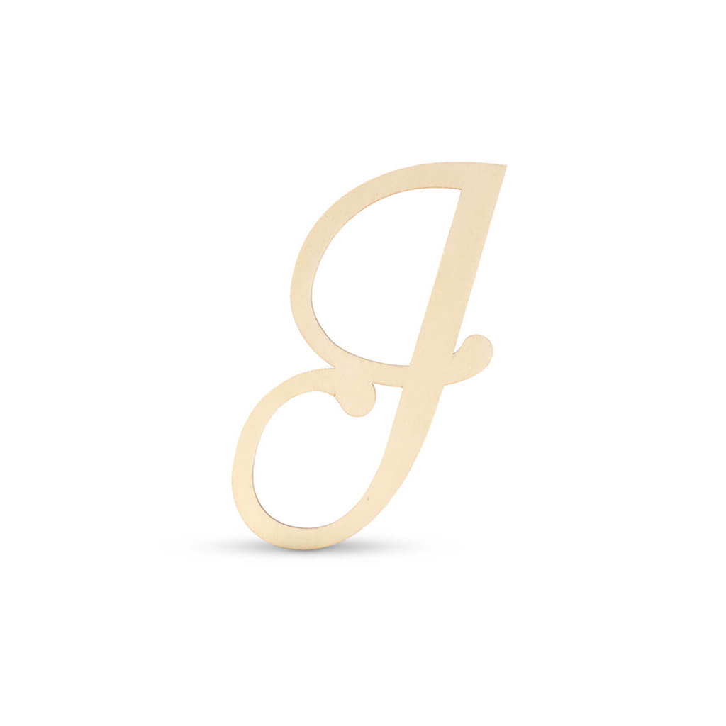 Flat Wood Fancy Script Uppercase J