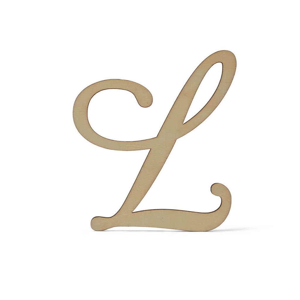 Flat Wood Fancy Script Uppercase L