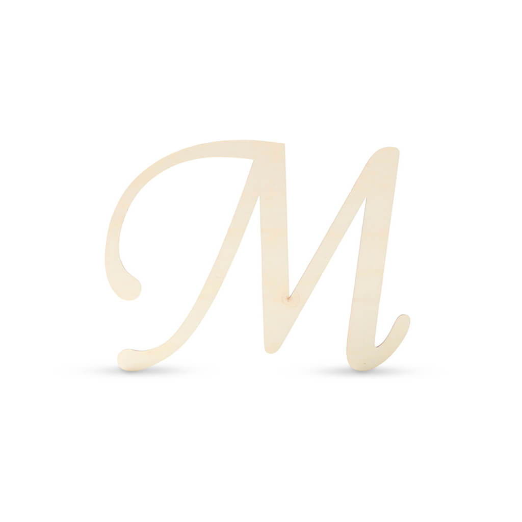 Flat Wood Fancy Script Uppercase M