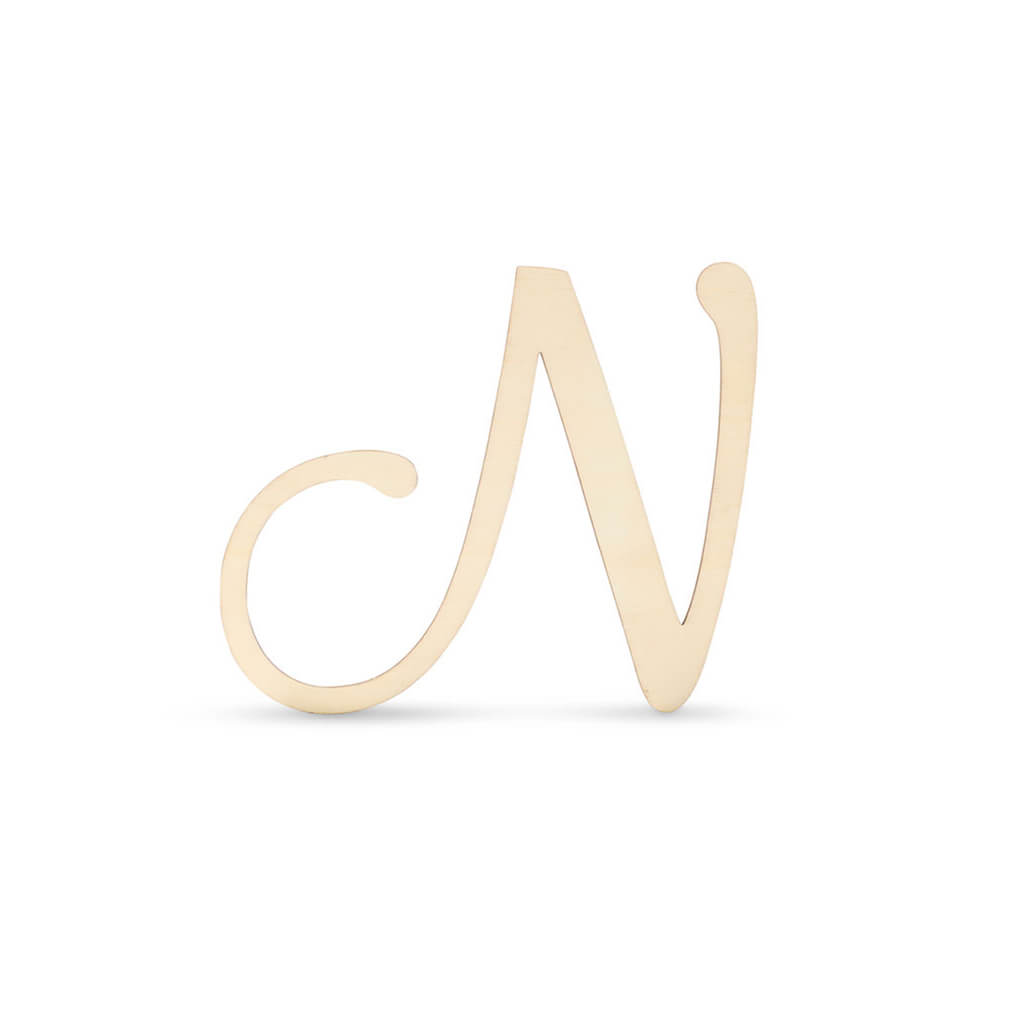 Flat Wood Fancy Script Uppercase N