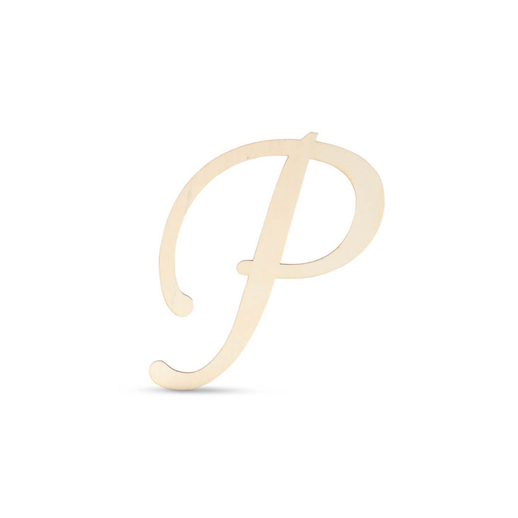 Flat Wood Fancy Script Uppercase P