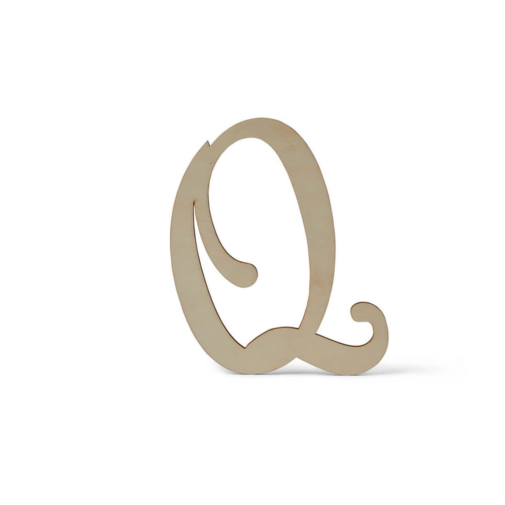 Flat Wood Fancy Script Uppercase Q