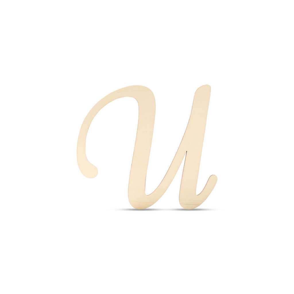 Flat Wood Fancy Script Uppercase U