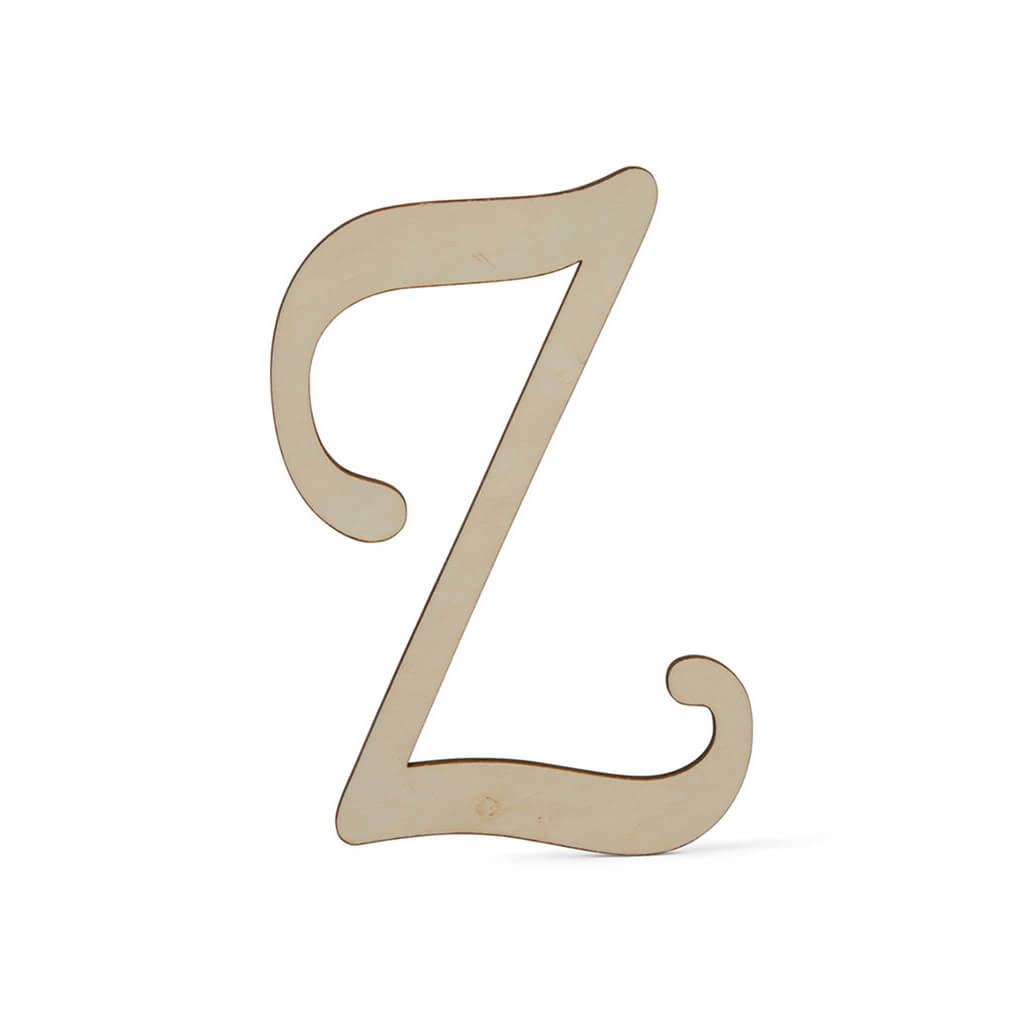 Flat Wood Fancy Script Uppercase Z