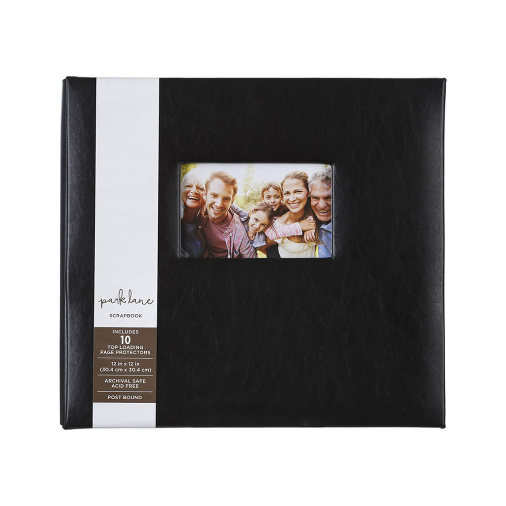 Leather Scrapbook Album Black, 12in x 12in