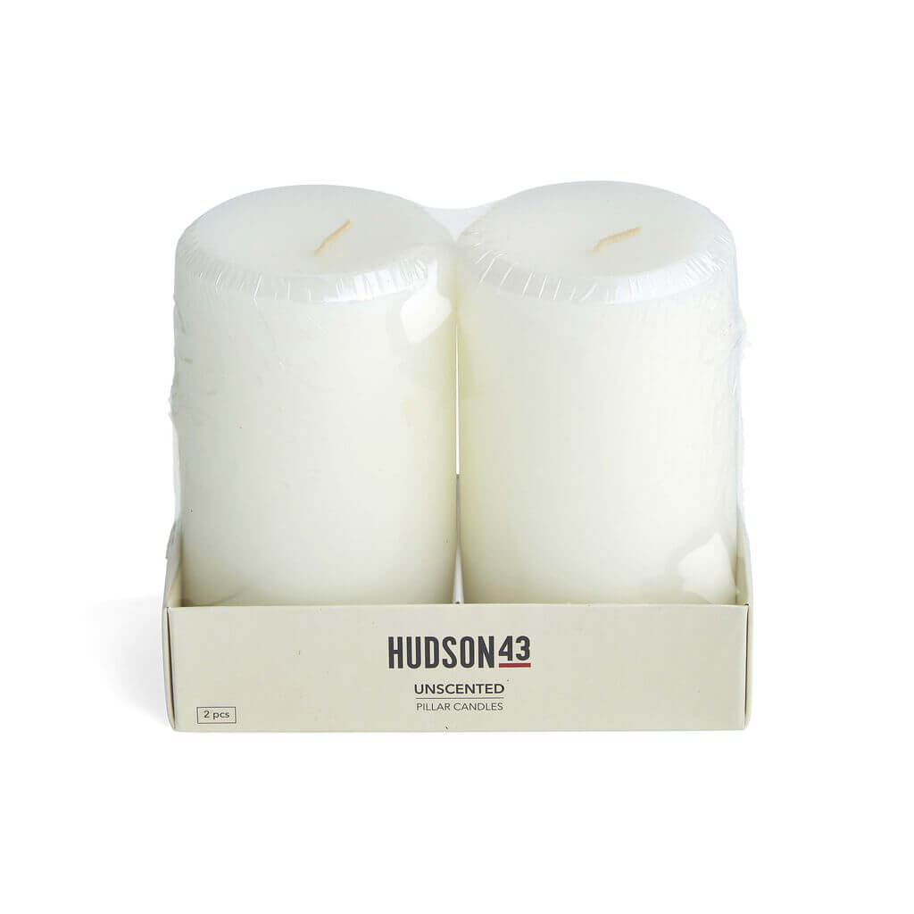 White Linen Scented Pillar Candles, 3in x 5in