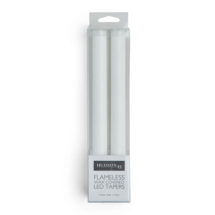 Flameless White LED Wax Taper Candles 2pk
