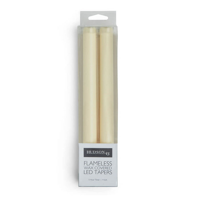 Flameless Cream LED Wax Taper Candles 2pk