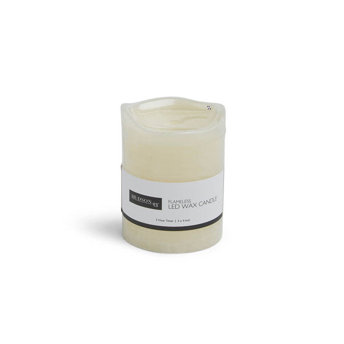 Flameless Vanilla Scented LED Rustic Pillar Candle 3in x 4in Cream