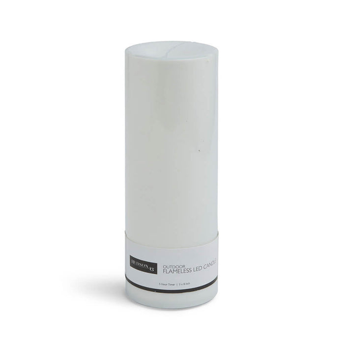 Flameless White LED Indoor Outdoor Pillar Candle, 3in x 8in