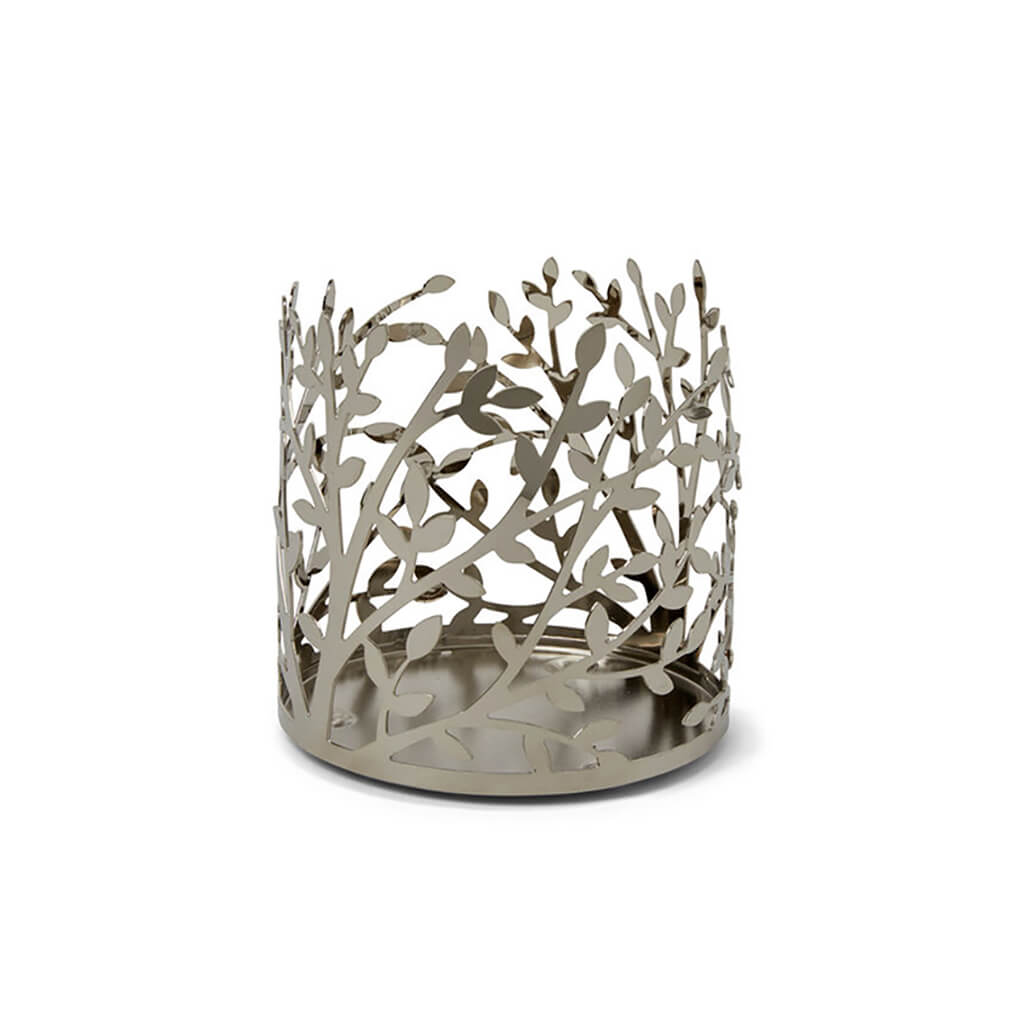 Silver Pillar Candle Holder, 4in x 5in