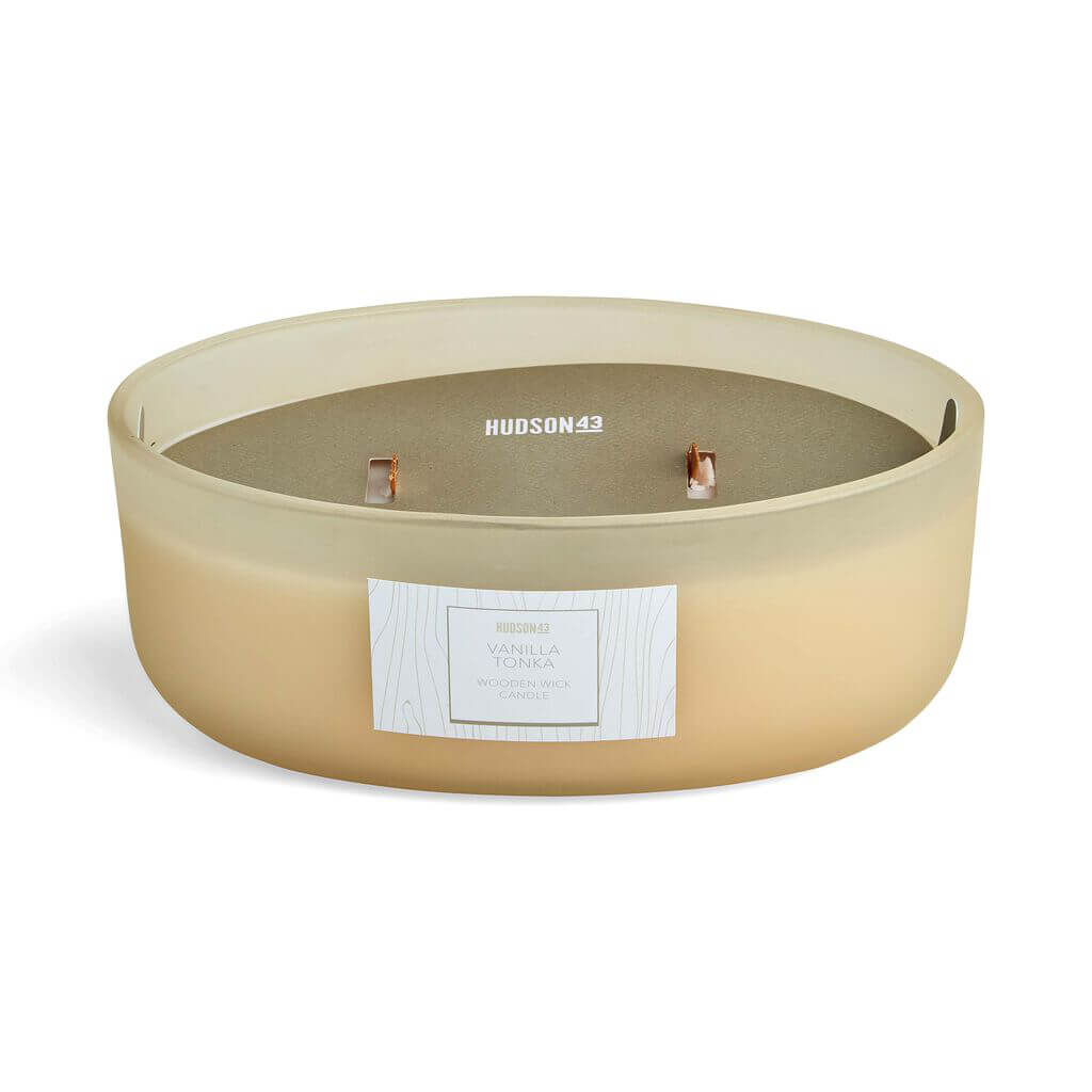 Wood Wick Vanilla Tonka Frosted Scented Dish, 19oz