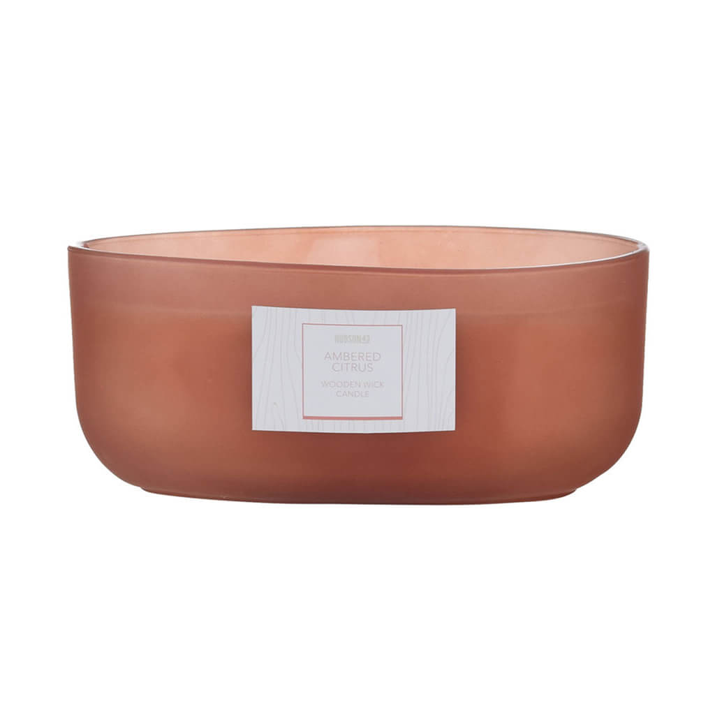 Wood Wick Ambered Citrus Frosted Scented Dish Candle, 19oz