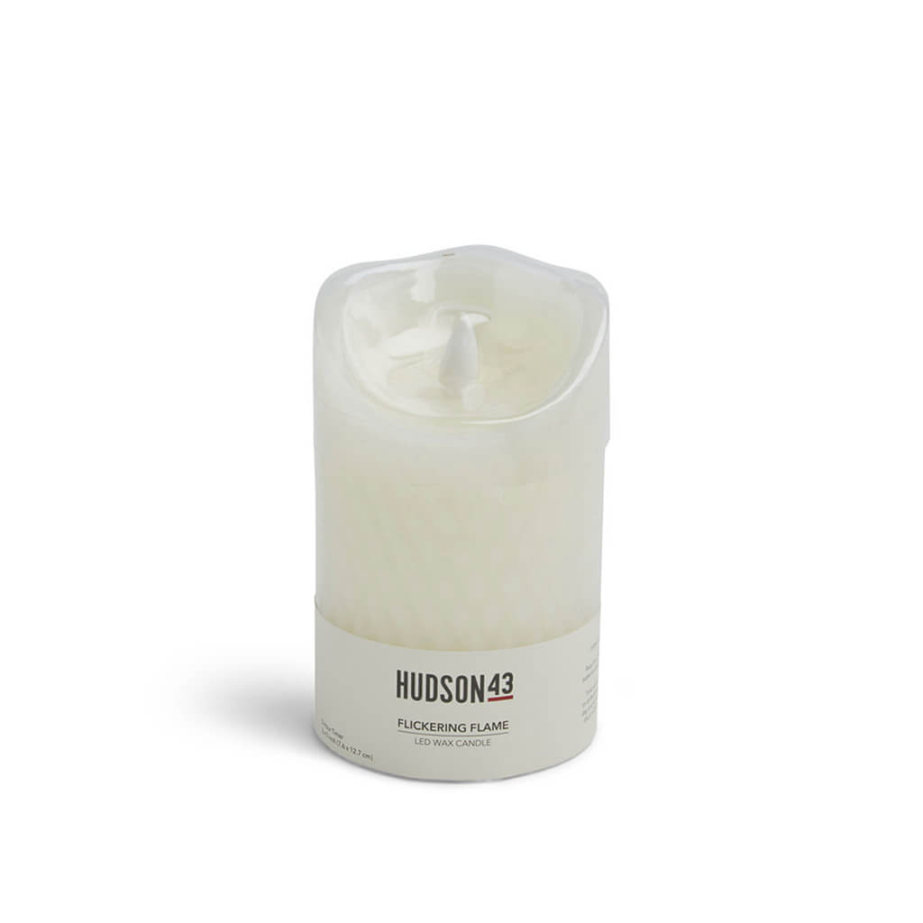 White Flickering Flame LED Wax Candle, 3in x 5in