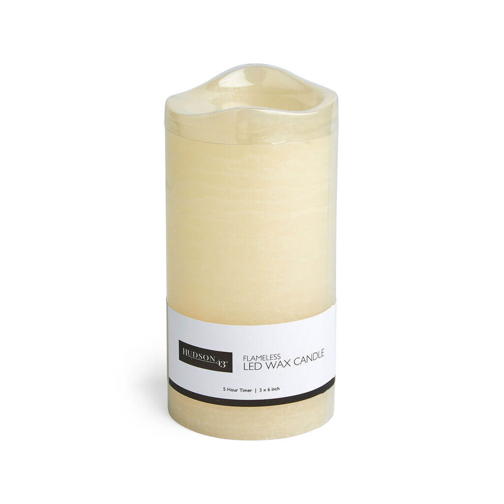 Flameless Vanilla Scented LED Rustic Pillar Candle, 3in x 6in