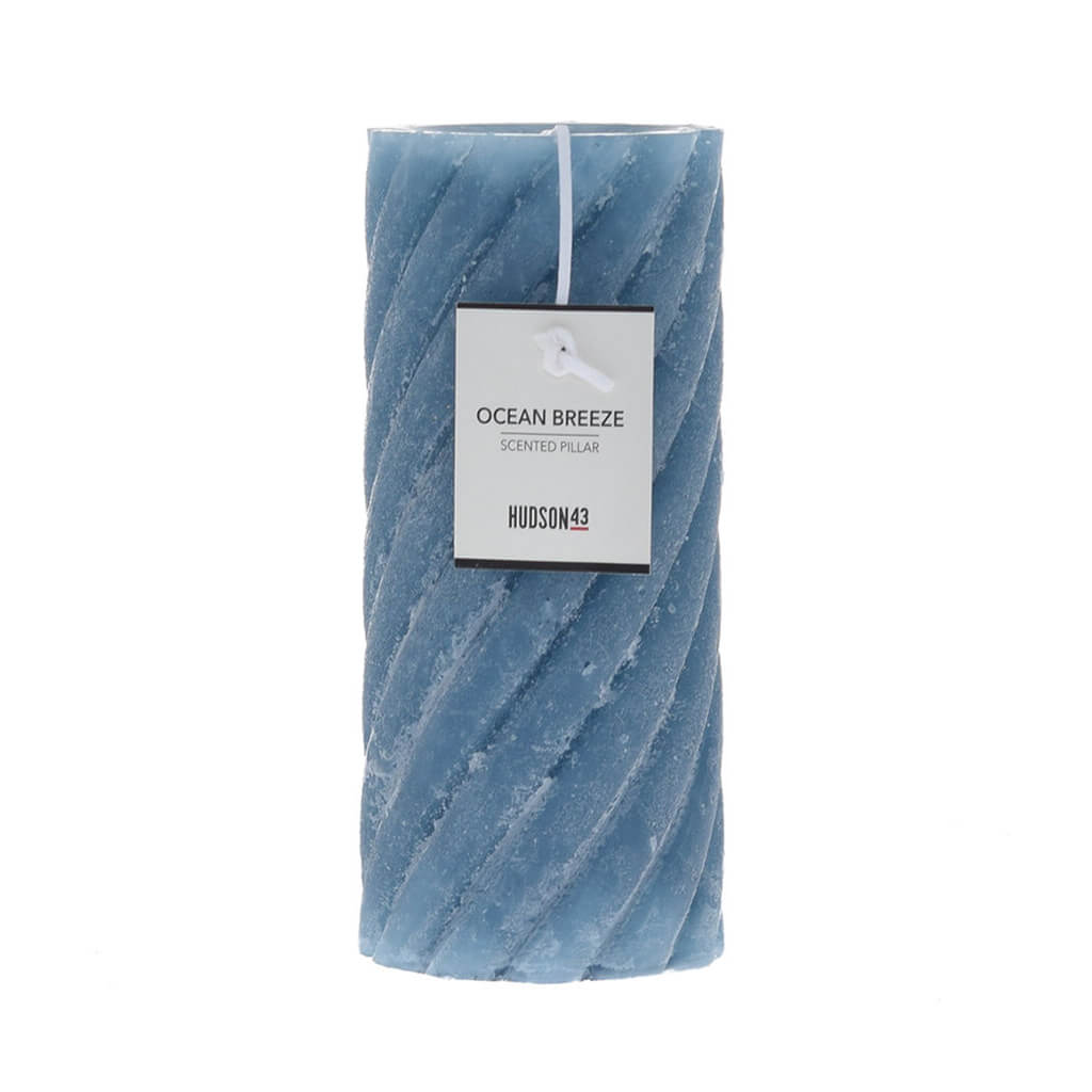 Spiral Scented Pillar Candle Ocean Breeze, 3in x 6in