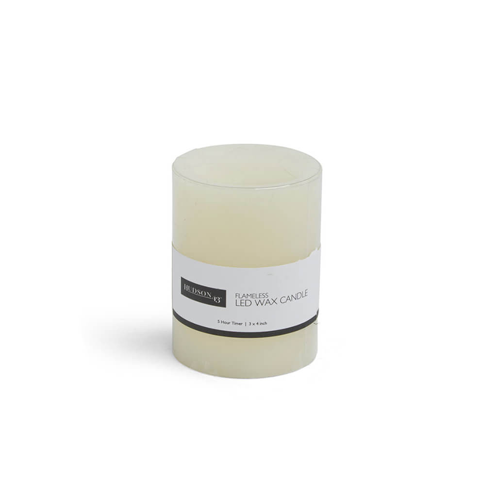 Flameless Cream Smooth Vanilla Scented LED Pillar Candle, 3in x 4in