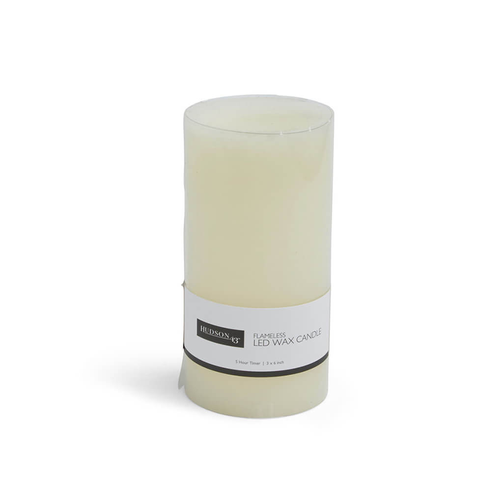 Flameless Cream Smooth Vanilla Scented LED Pillar Candle, 3in x 6in