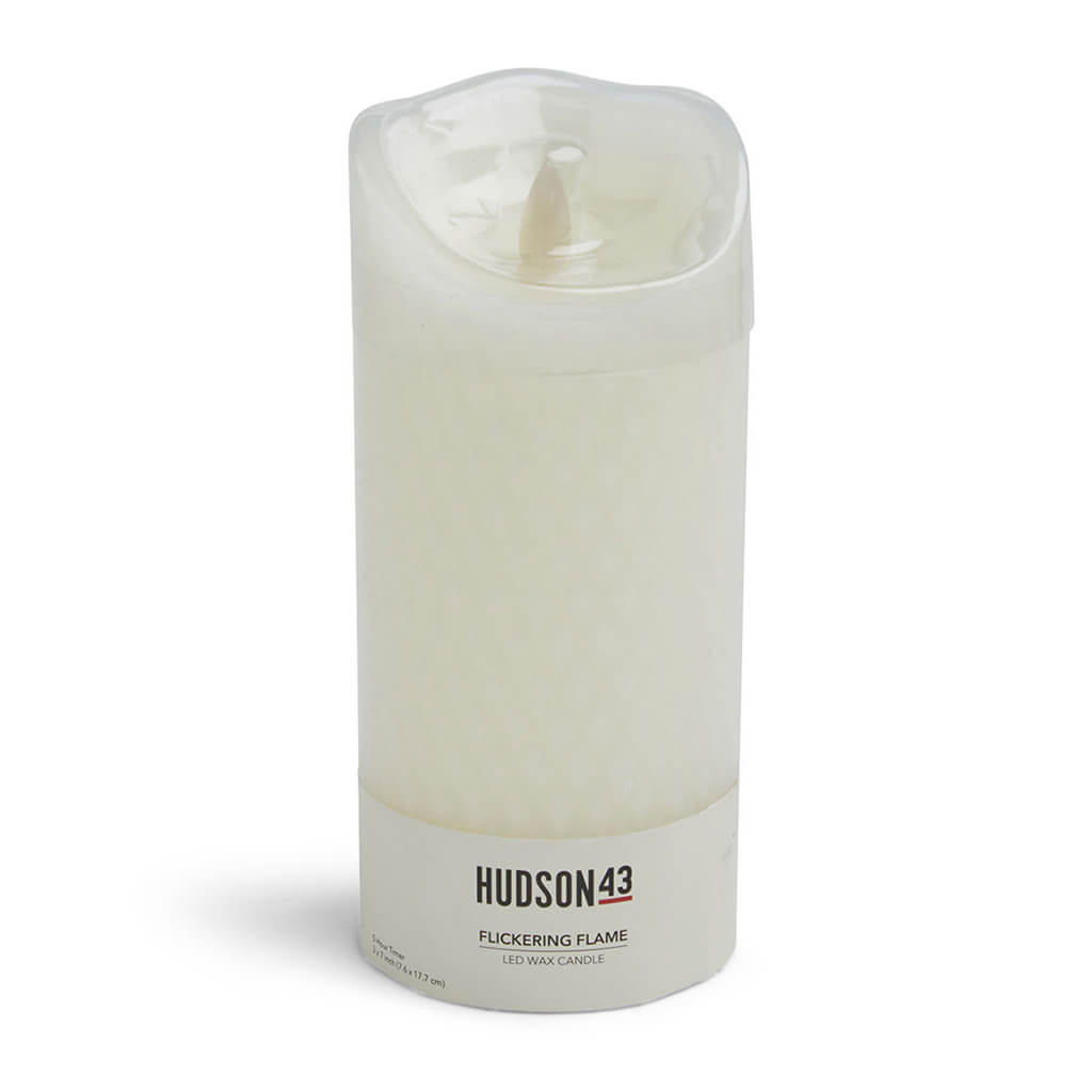 White Flickering Flame LED Wax Candle, 3in x 7in