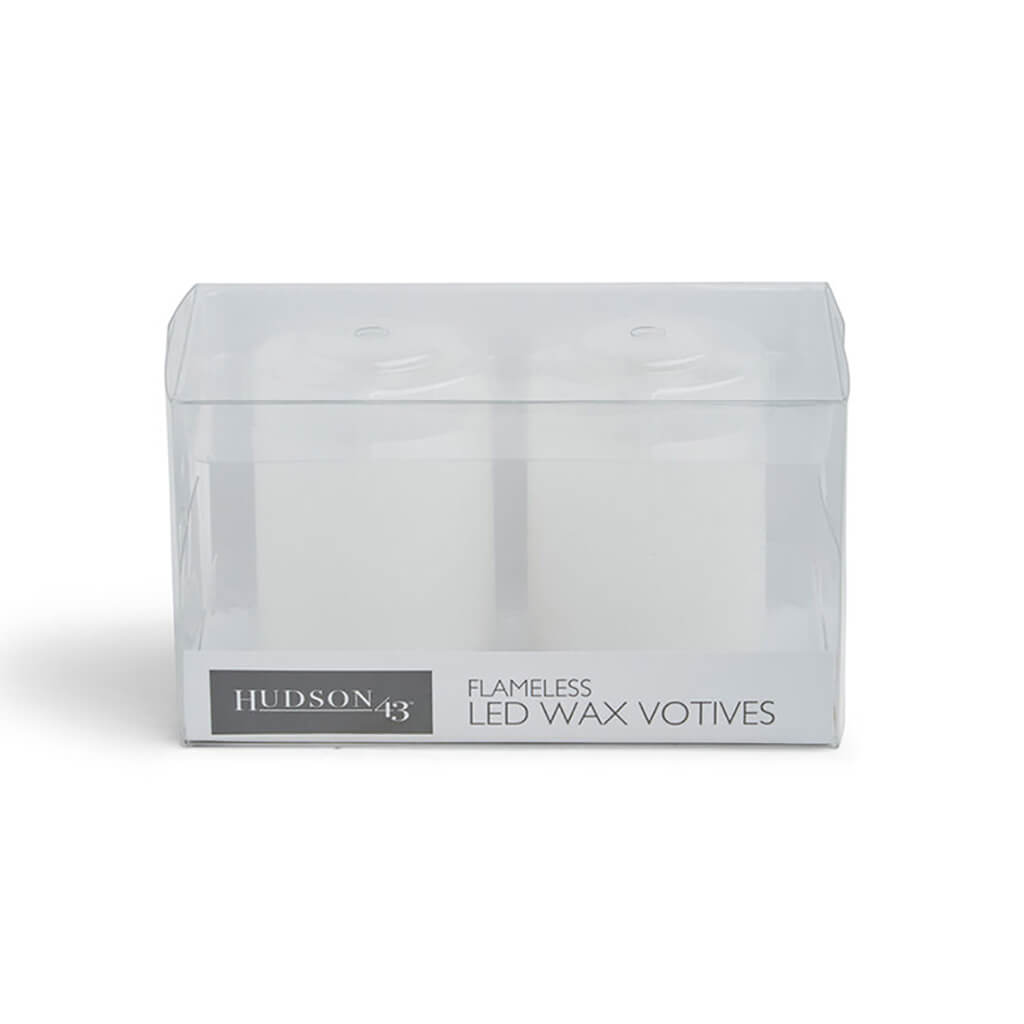 Flameless LED Rustic White Votive Candles 2pk