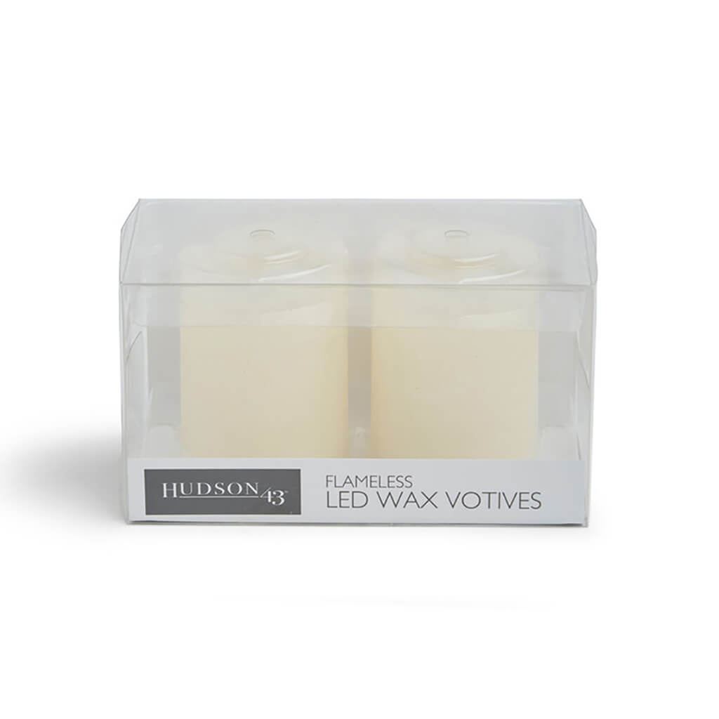 Flameless Vanilla Scented LED Rustic Votive Candles 2 pk Cream