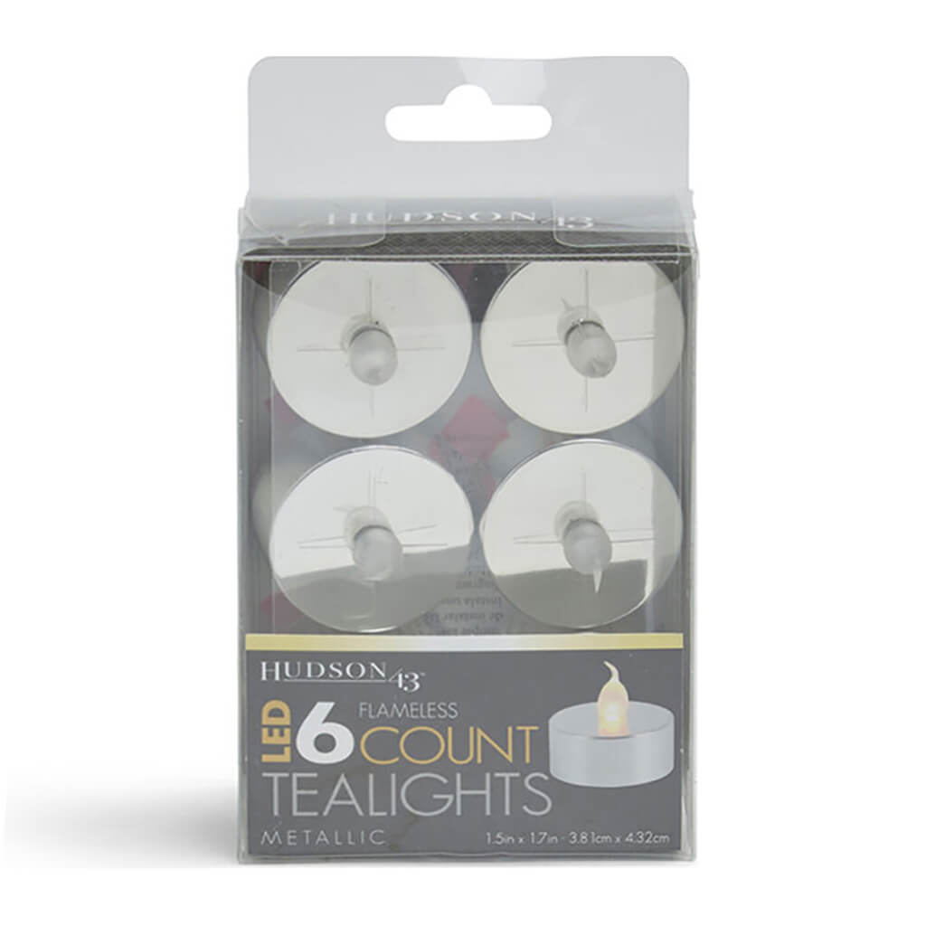 Metallic Silver Tealights 6pk