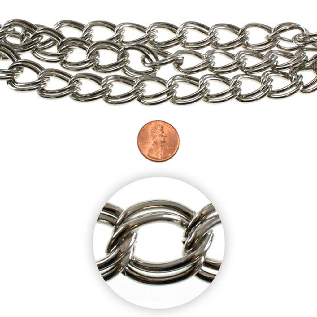 Large Metal Link Chain Strand - White Nickel