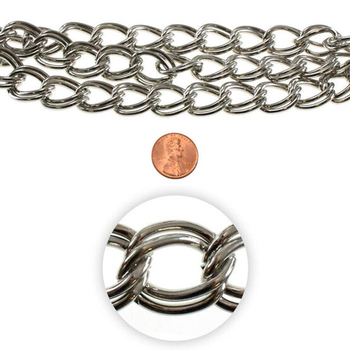 Large Metal Link Chain Strand - White Nickel