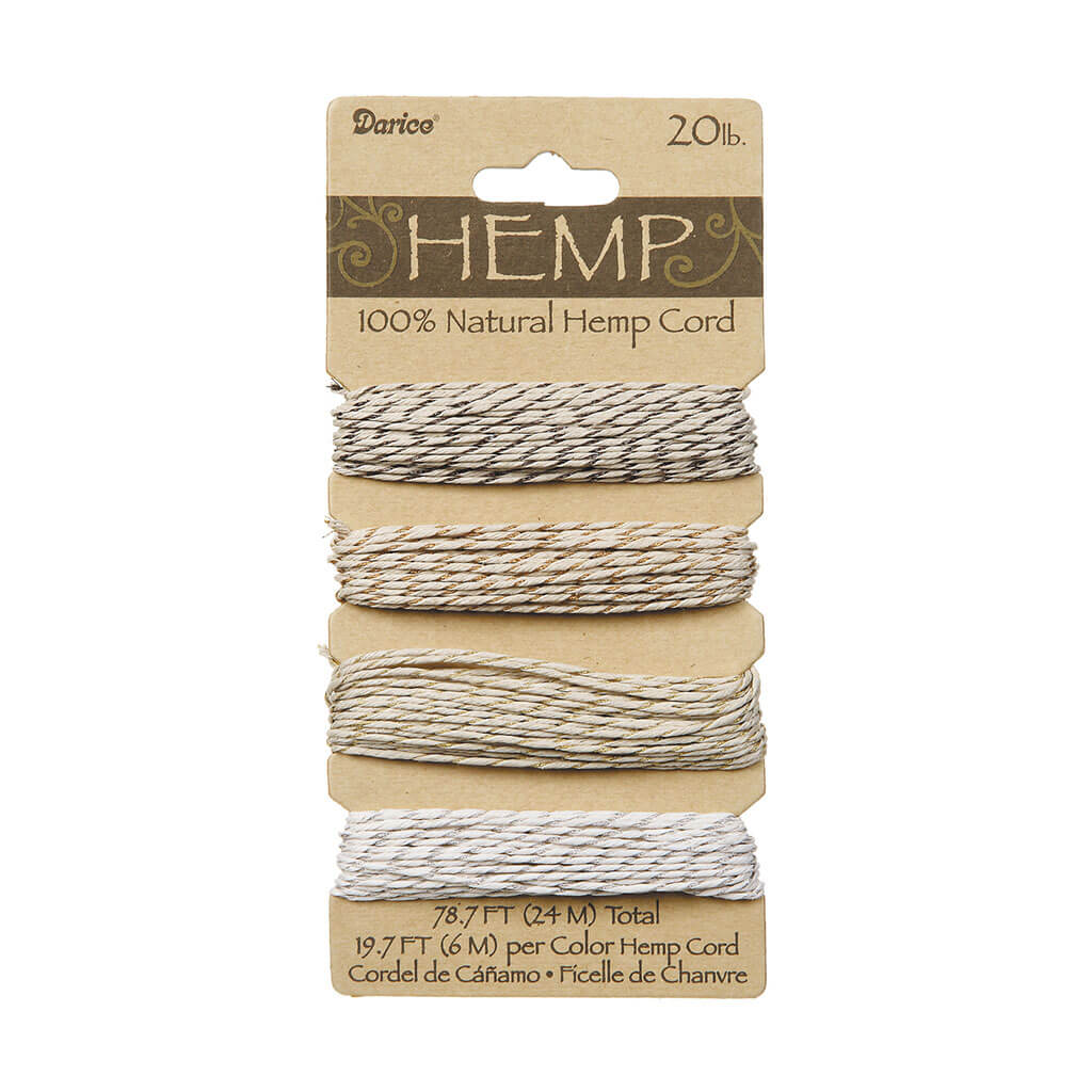 Natural Hemp Twisted Cords Neutral, 4pc, 19.7ft per Color, 78.7ft