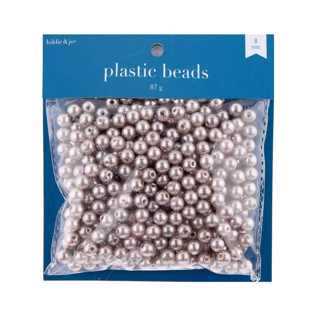 Round Plastic Pearl Beads Dove Gray, 8mm