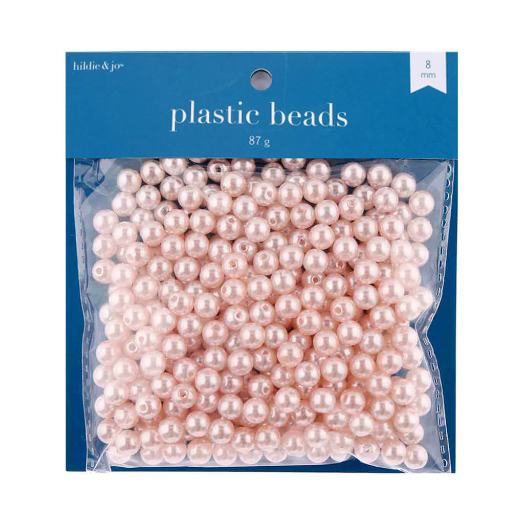 Round Plastic Pearl Beads Light Pink 360pcs 8mm