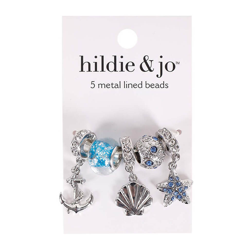 5 pk Metal Lined Ocean Beads